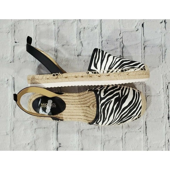 Michael Kors Lenny Ankle Strap Espadrille Flats Zebra WOMENS SIZE 9.5 - Picture 5 of 7